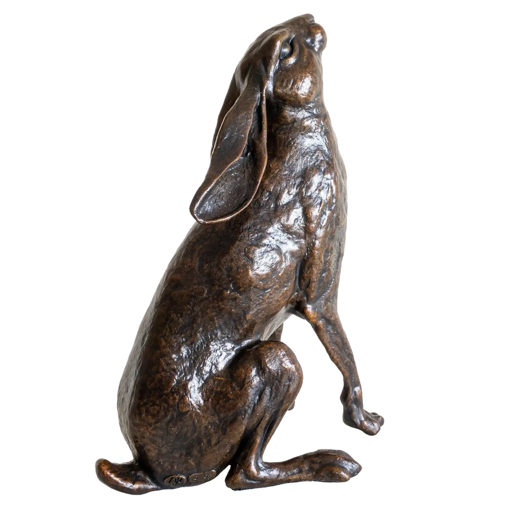 Richard Cooper Bronze Large Hare Moon Gazing Figurine