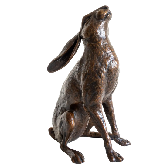 Richard Cooper Bronze Large Hare Moon Gazing Figurine