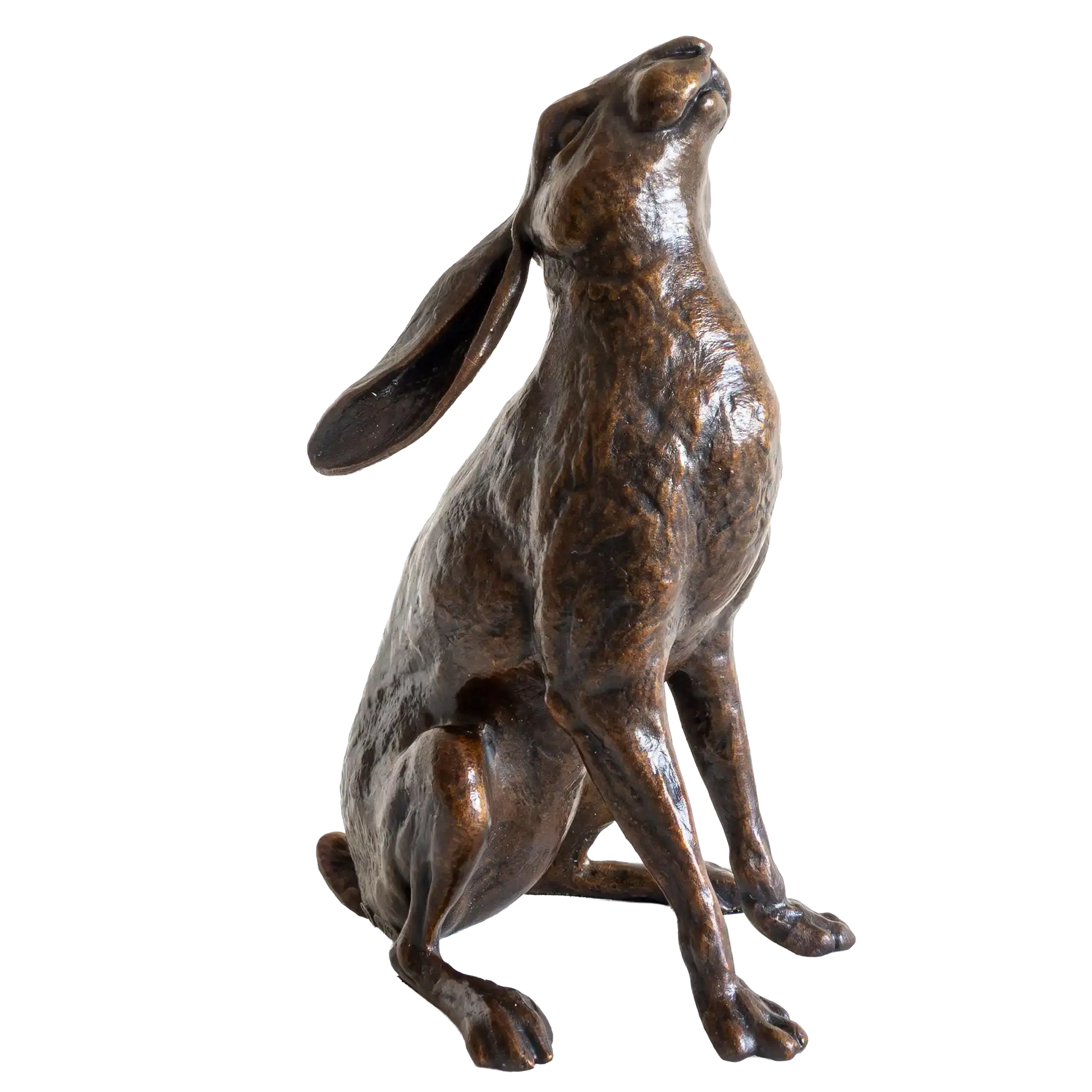 Richard Cooper Bronze Large Hare Moon Gazing Figurine