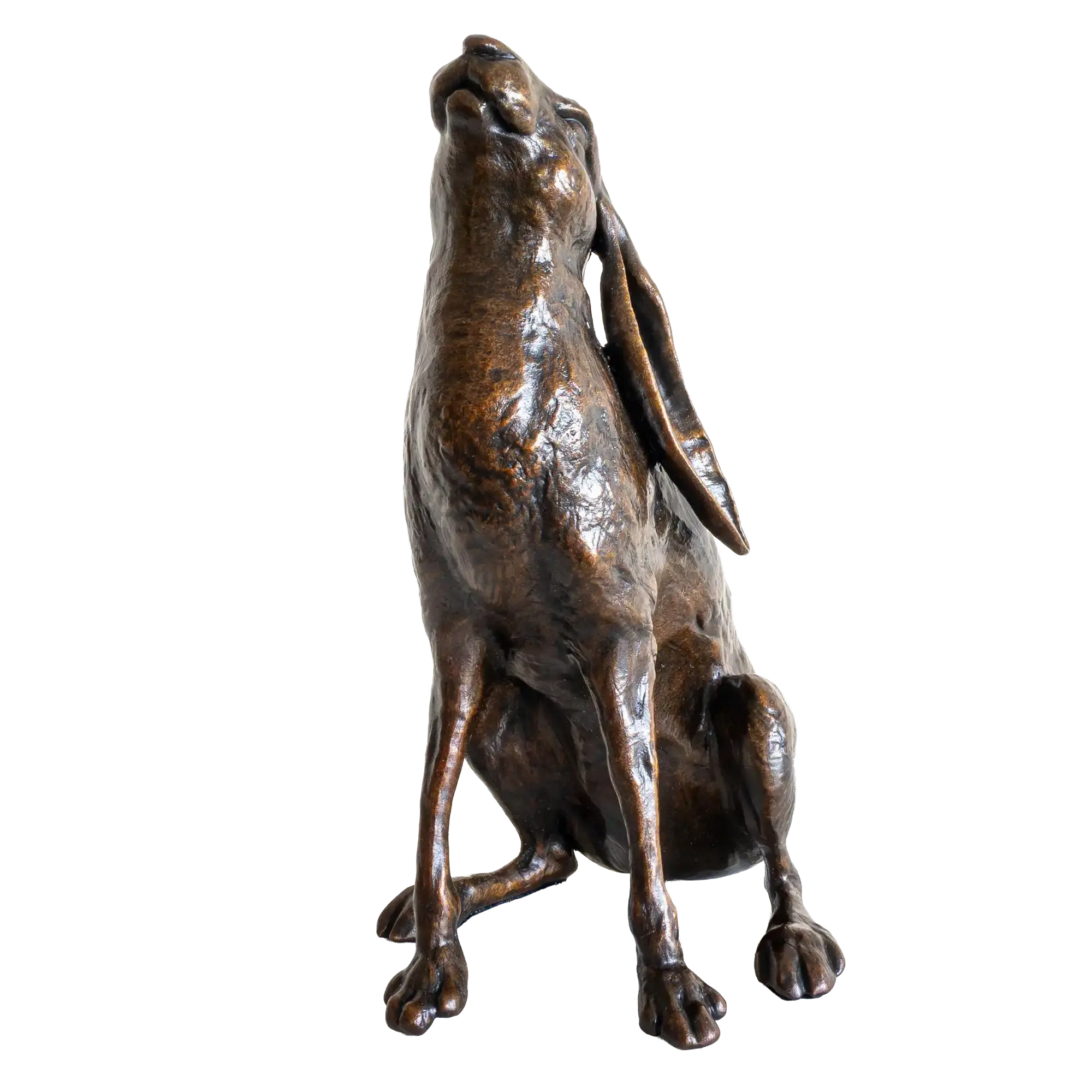 Richard Cooper Bronze Large Hare Moon Gazing Figurine