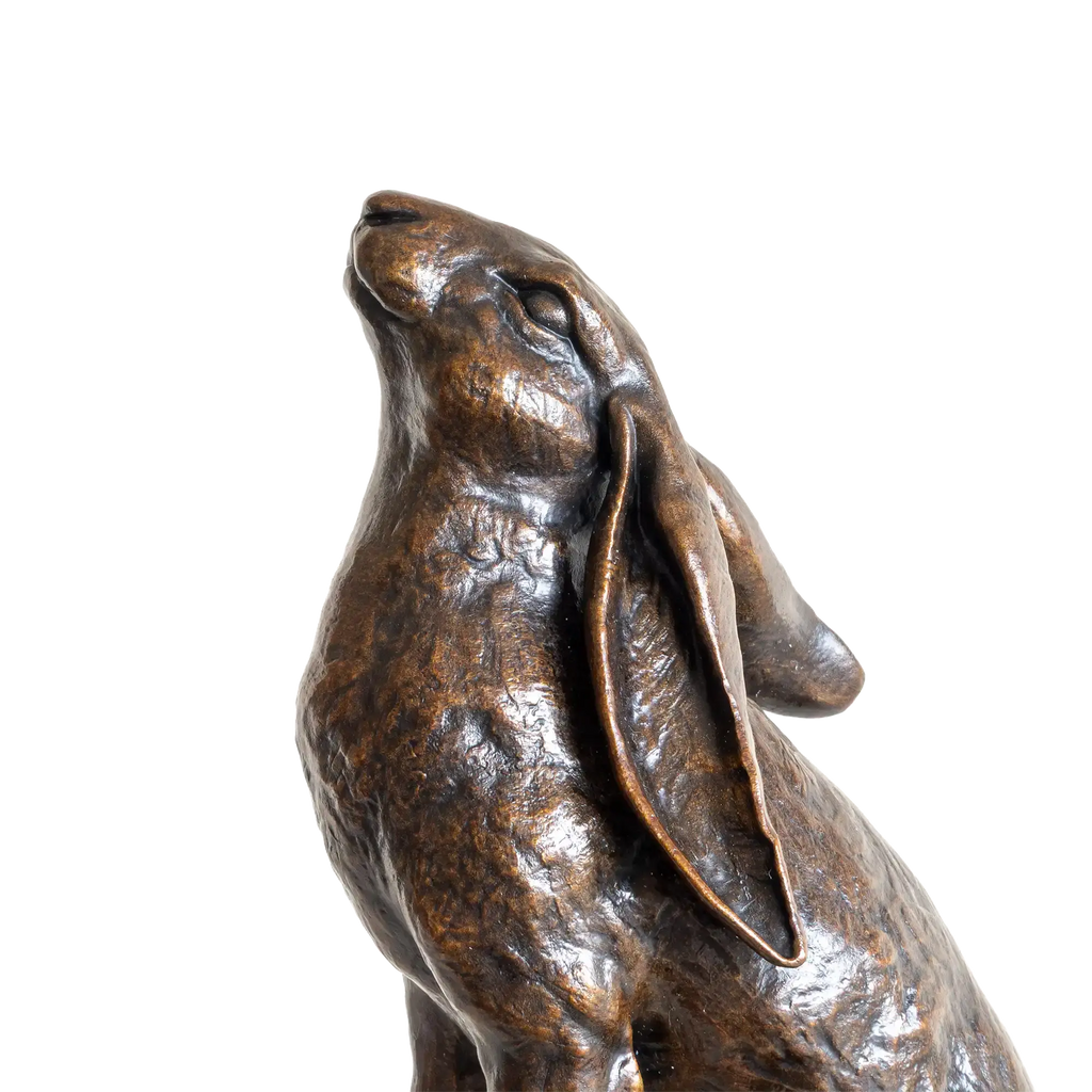 Richard Cooper Bronze Large Hare Moon Gazing Figurine