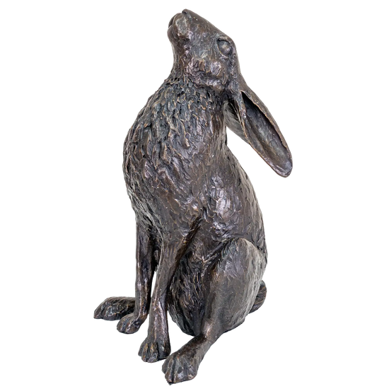 Richard Cooper Bronze Hares Collection Large Hare Moon Gazing Figurine