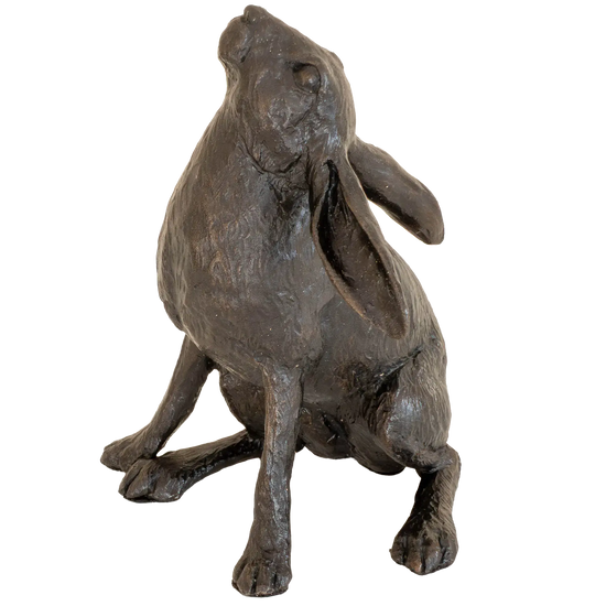 Richard Cooper Bronze Hares Collection Medium Hare Moon Gazing Figurine