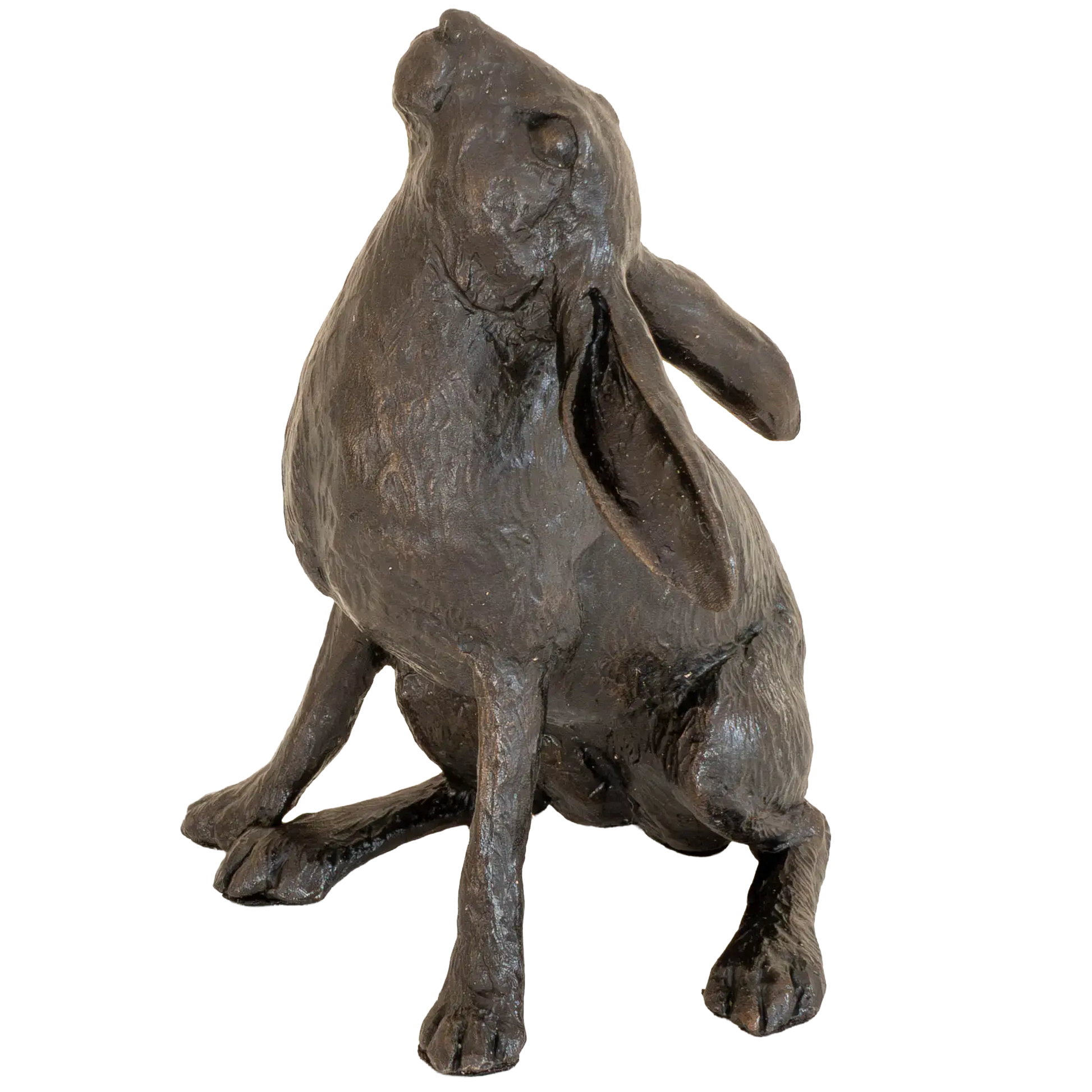 Richard Cooper Bronze Hares Collection Medium Hare Moon Gazing Figurine