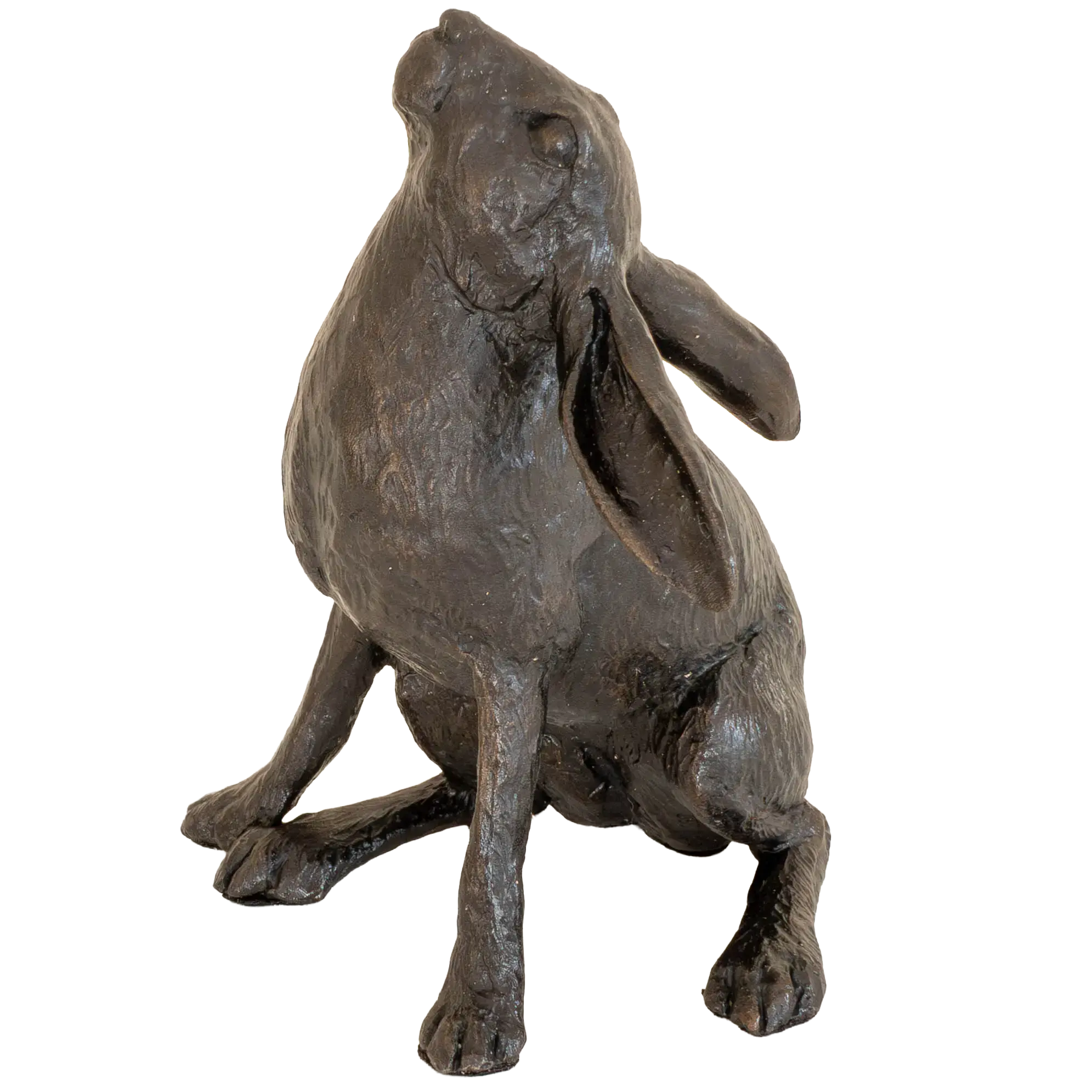 Richard Cooper Bronze Hares Collection Medium Hare Moon Gazing Figurine