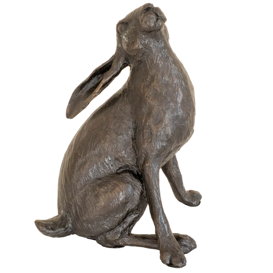 Richard Cooper Bronze Hares Collection Medium Hare Moon Gazing Figurine