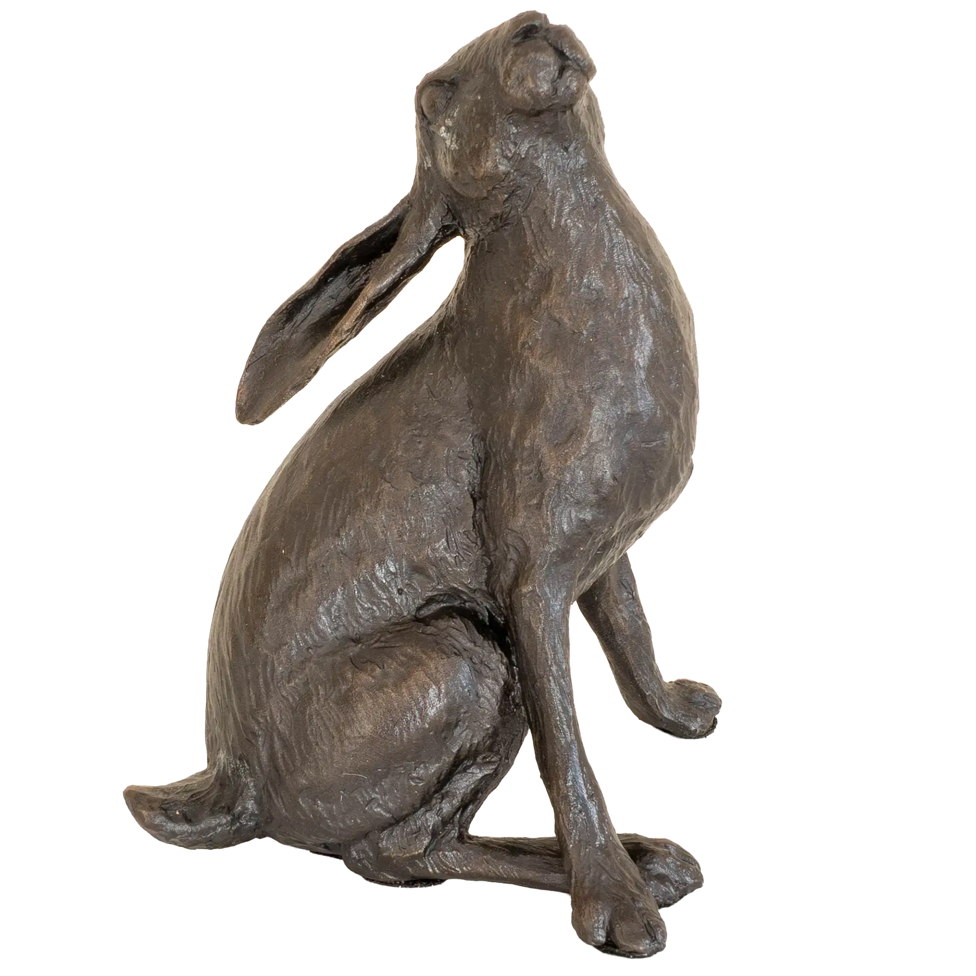 Richard Cooper Bronze Hares Collection Medium Hare Moon Gazing Figurine