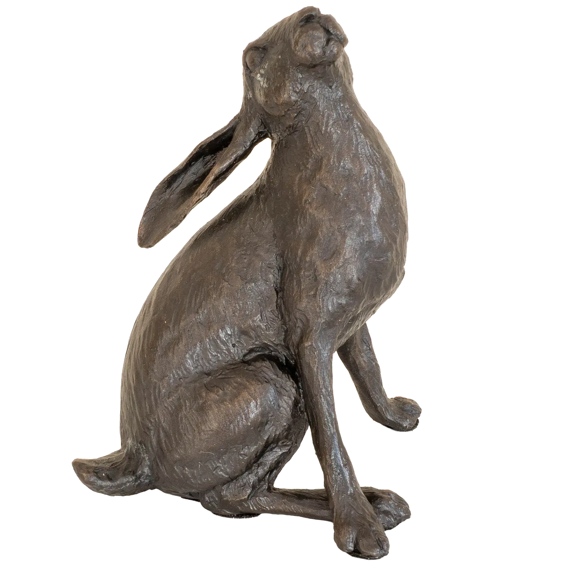 Richard Cooper Bronze Hares Collection Medium Hare Moon Gazing Figurine