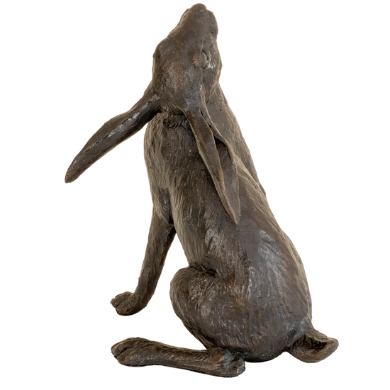 Richard Cooper Bronze Hares Collection Medium Hare Moon Gazing Figurine