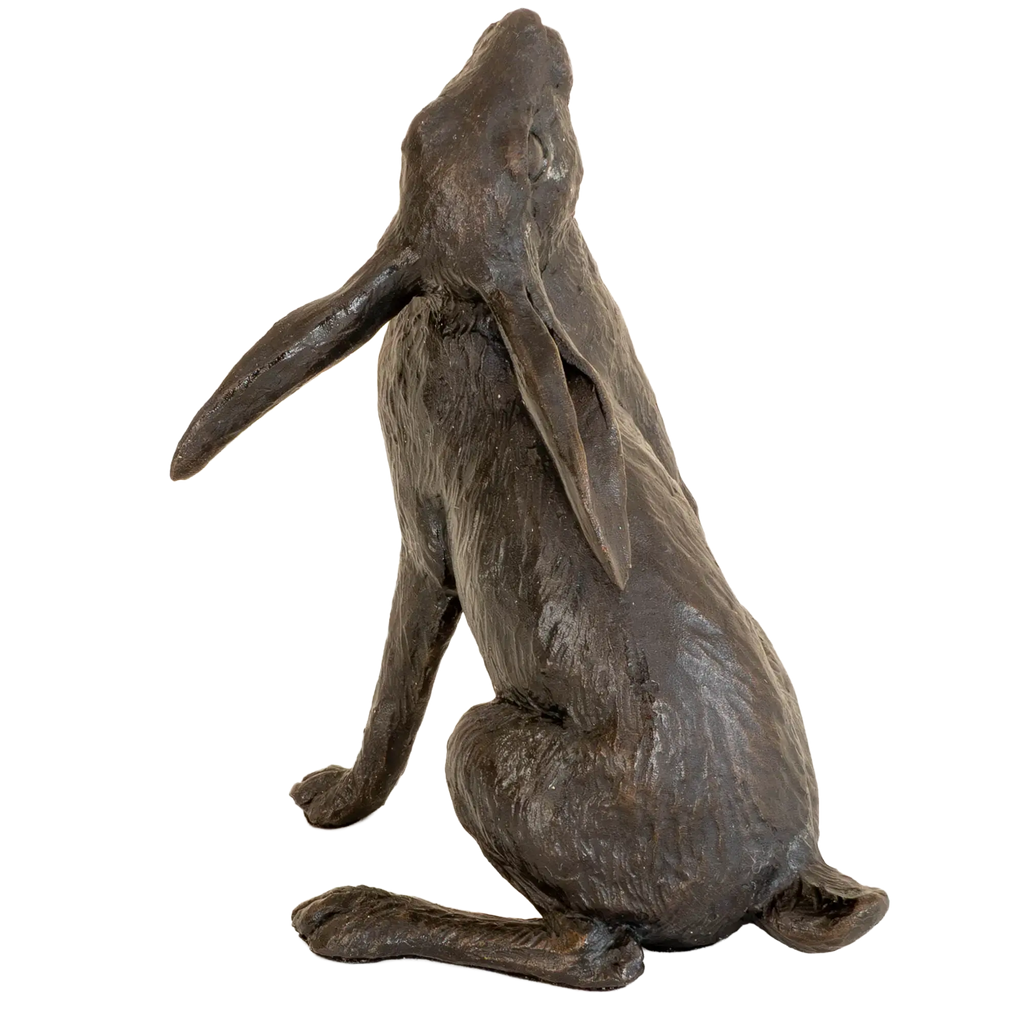 Richard Cooper Bronze Hares Collection Medium Hare Moon Gazing Figurine
