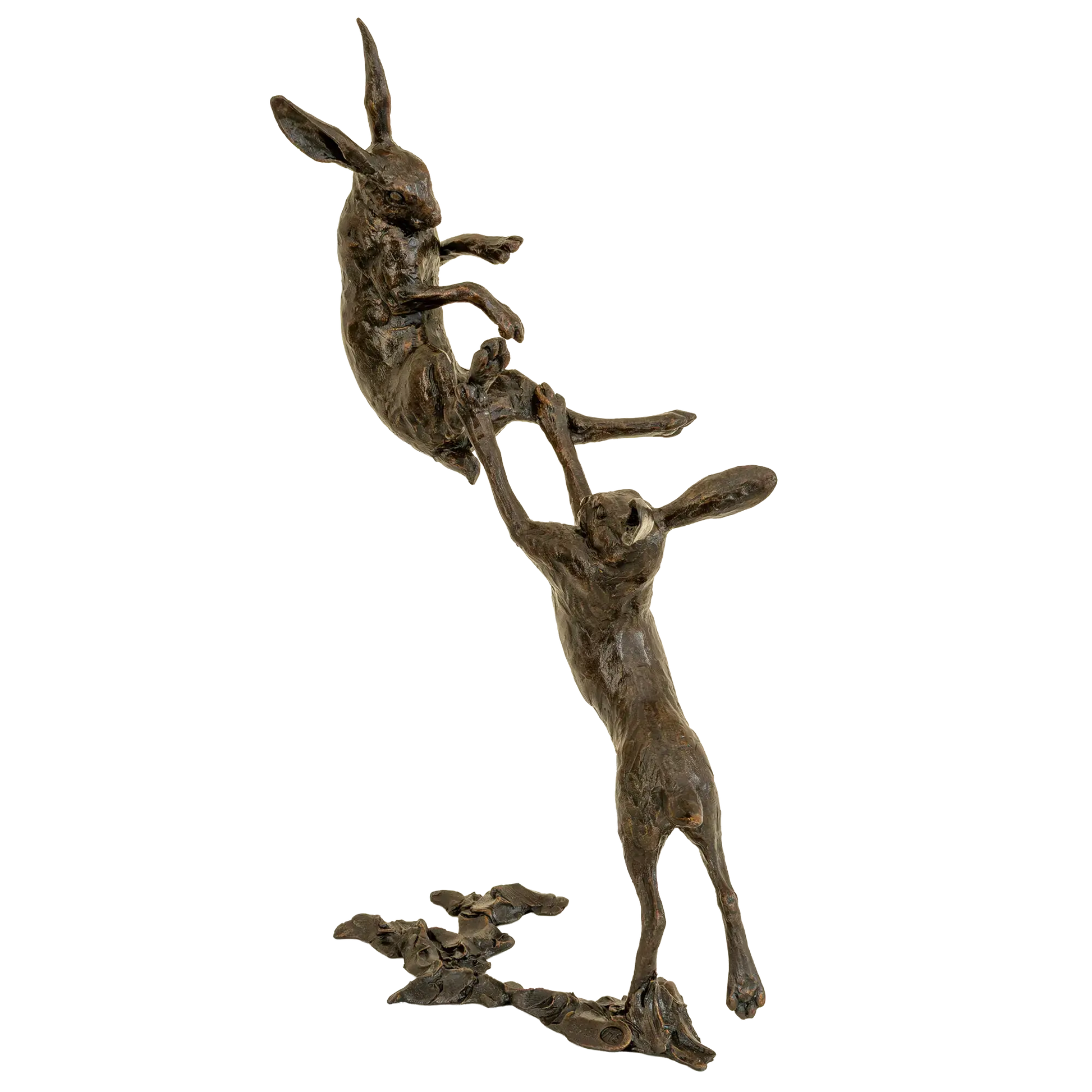 Richard Cooper Bronze Hares Collection Medium Hares Boxing Figurine