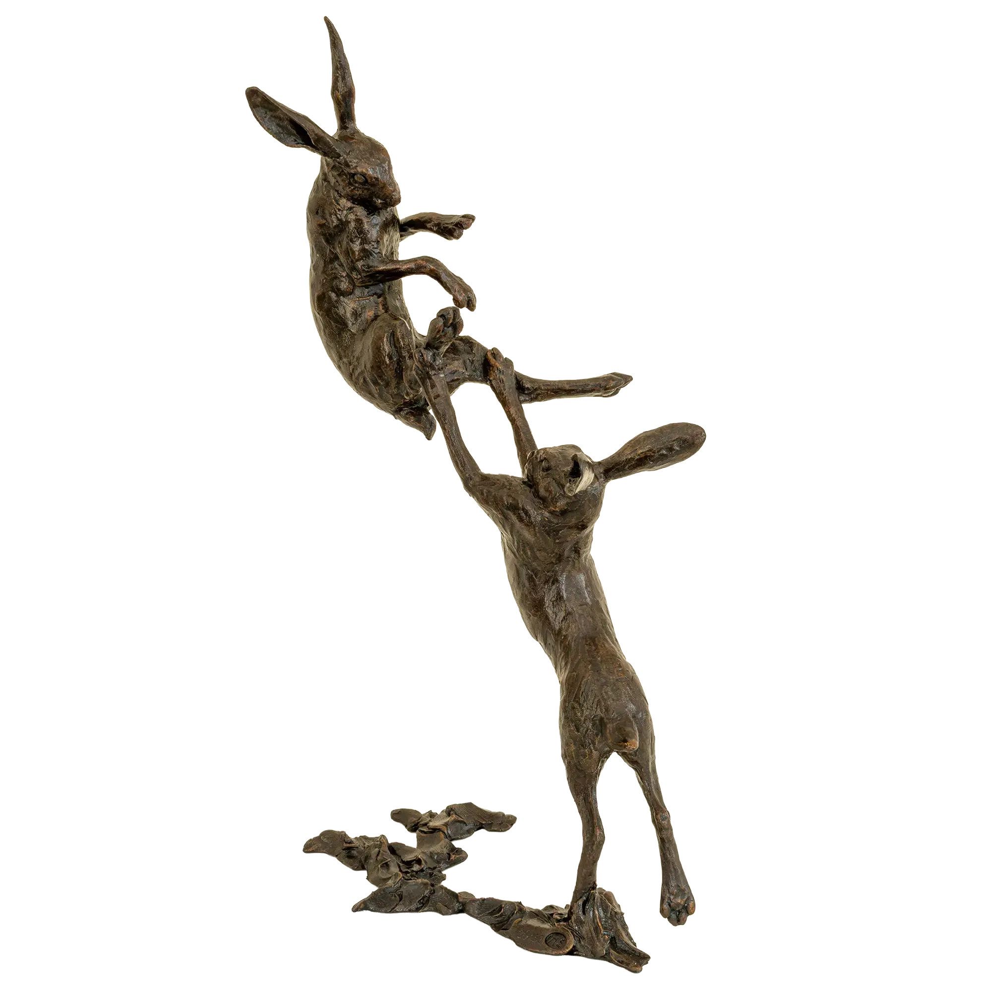 Richard Cooper Bronze Hares Collection Medium Hares Boxing Figurine