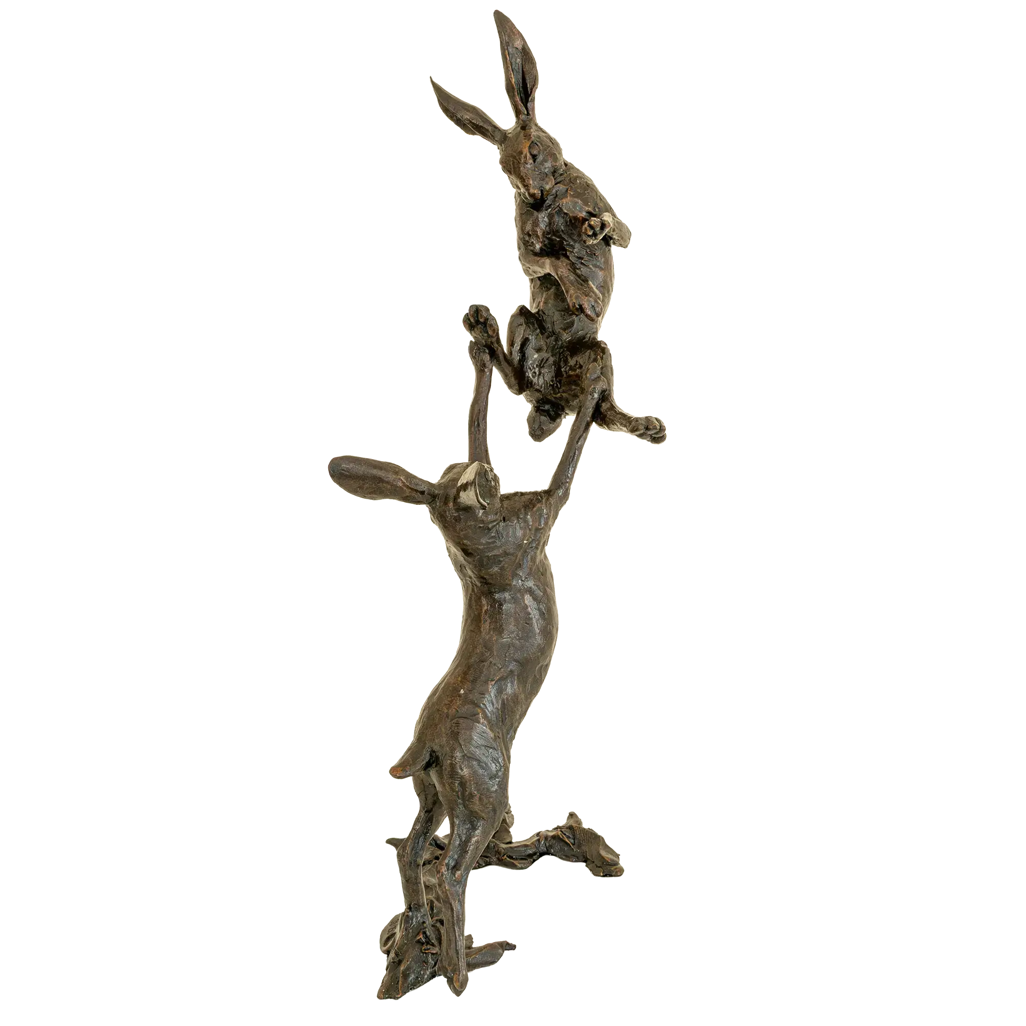 Richard Cooper Bronze Hares Collection Medium Hares Boxing Figurine