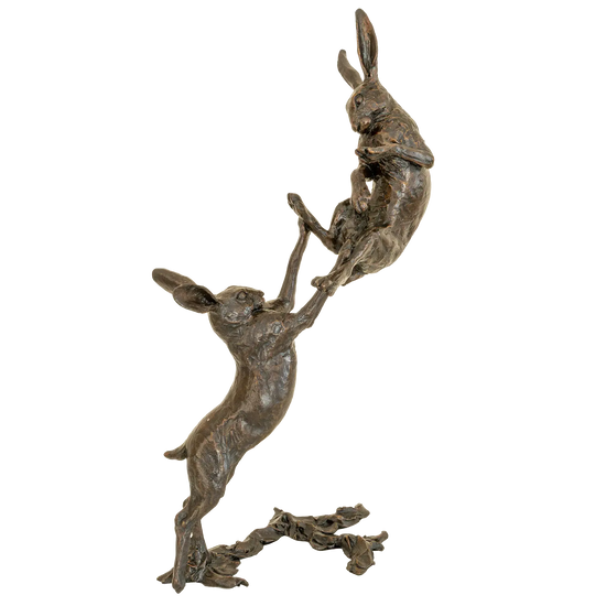 Richard Cooper Bronze Hares Collection Medium Hares Boxing Figurine