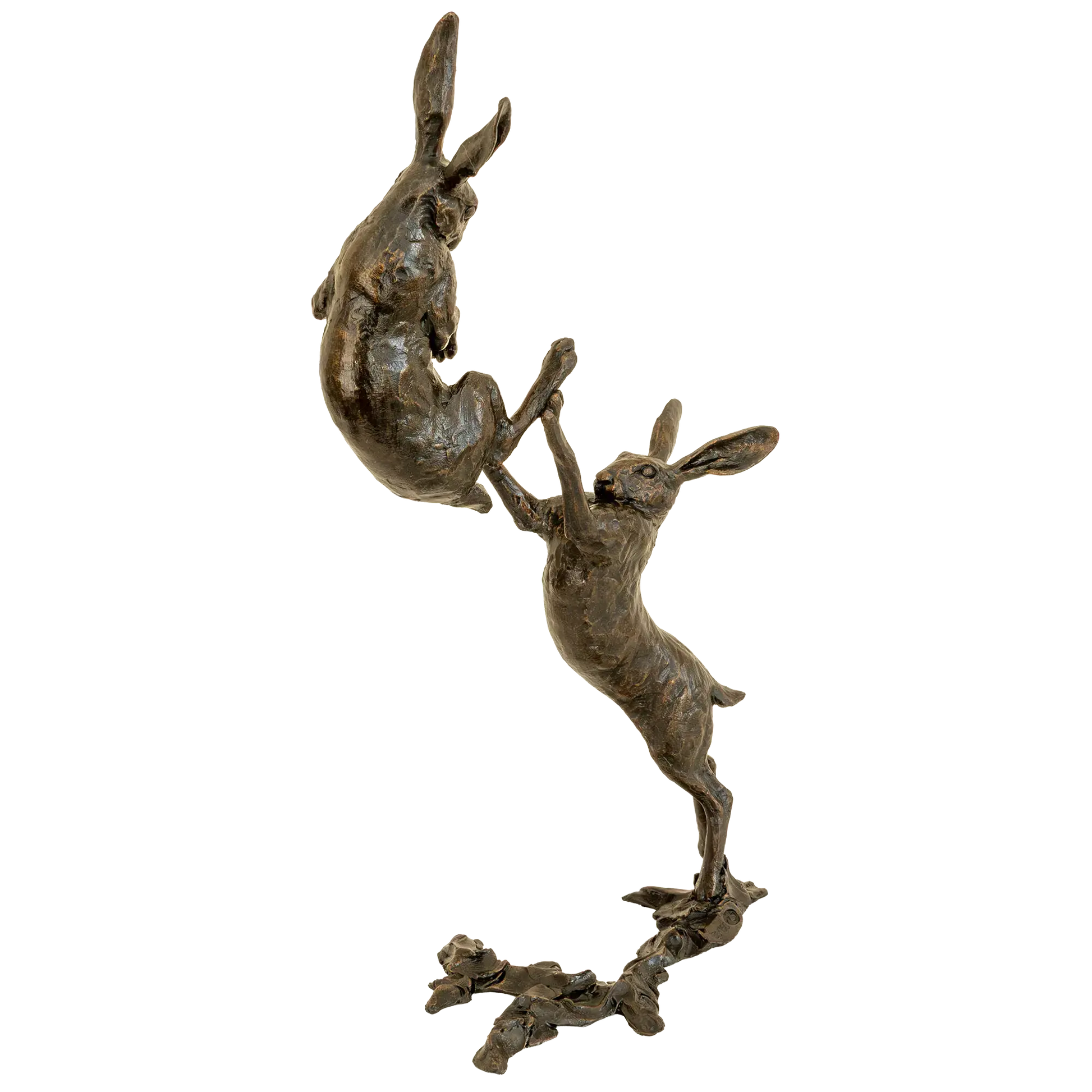 Richard Cooper Bronze Hares Collection Medium Hares Boxing Figurine