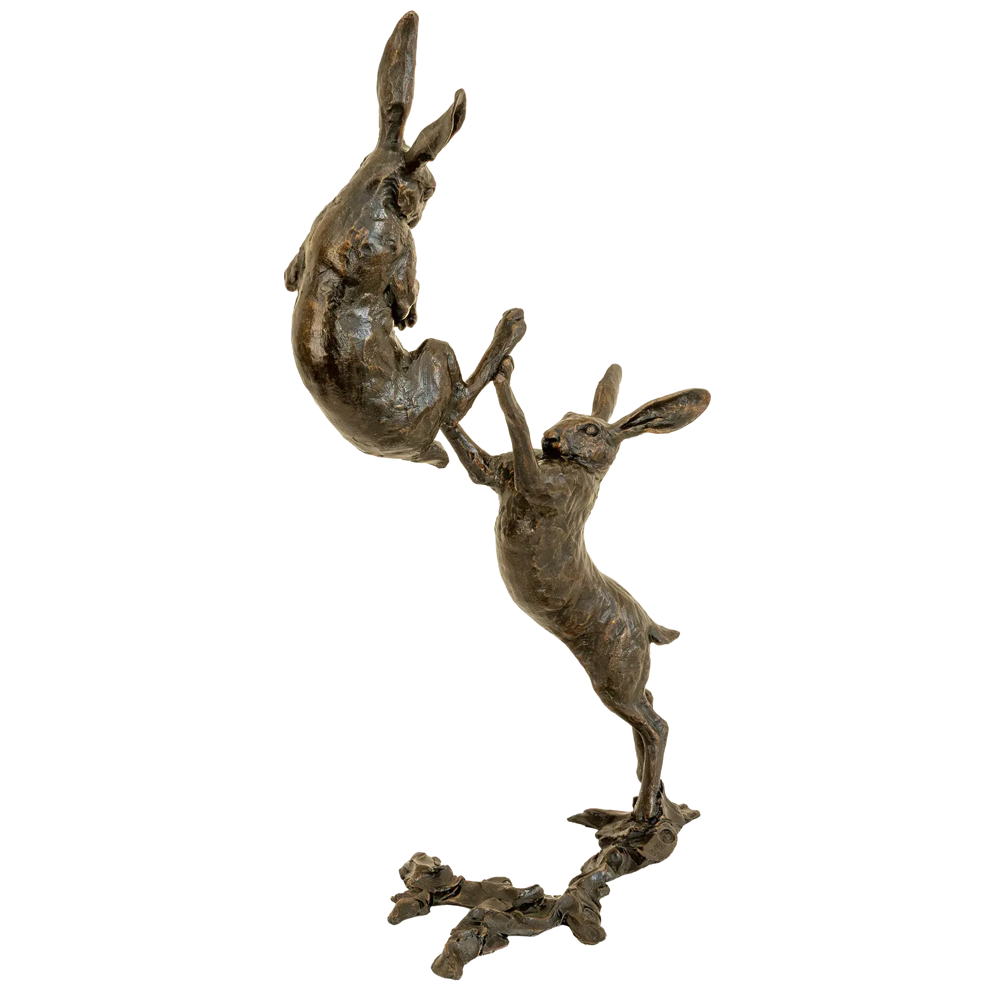 Richard Cooper Bronze Hares Collection Medium Hares Boxing Figurine