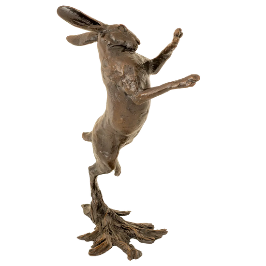 Richard Cooper Bronze Hares Collection Medium Hare Boxing Figurine
