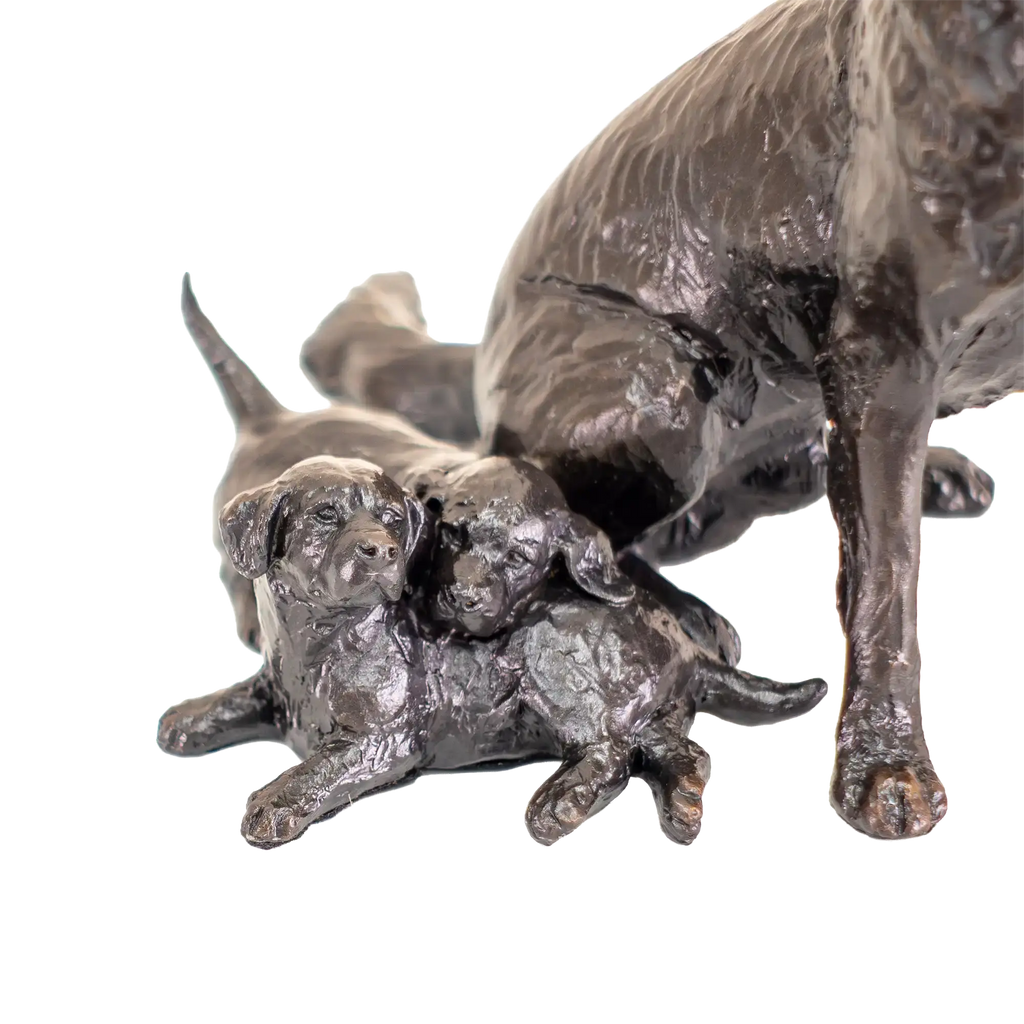 Richard Cooper Limited Edition Bronze Retriever with Puppies Figurine