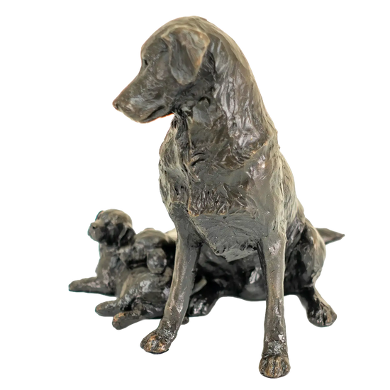 Richard Cooper Limited Edition Bronze Retriever with Puppies Figurine