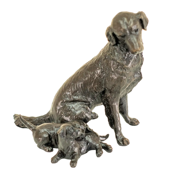 Richard Cooper Limited Edition Bronze Retriever with Puppies Figurine