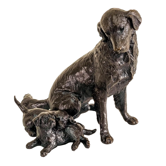 Richard Cooper Limited Edition Bronze Retriever with Puppies Figurine