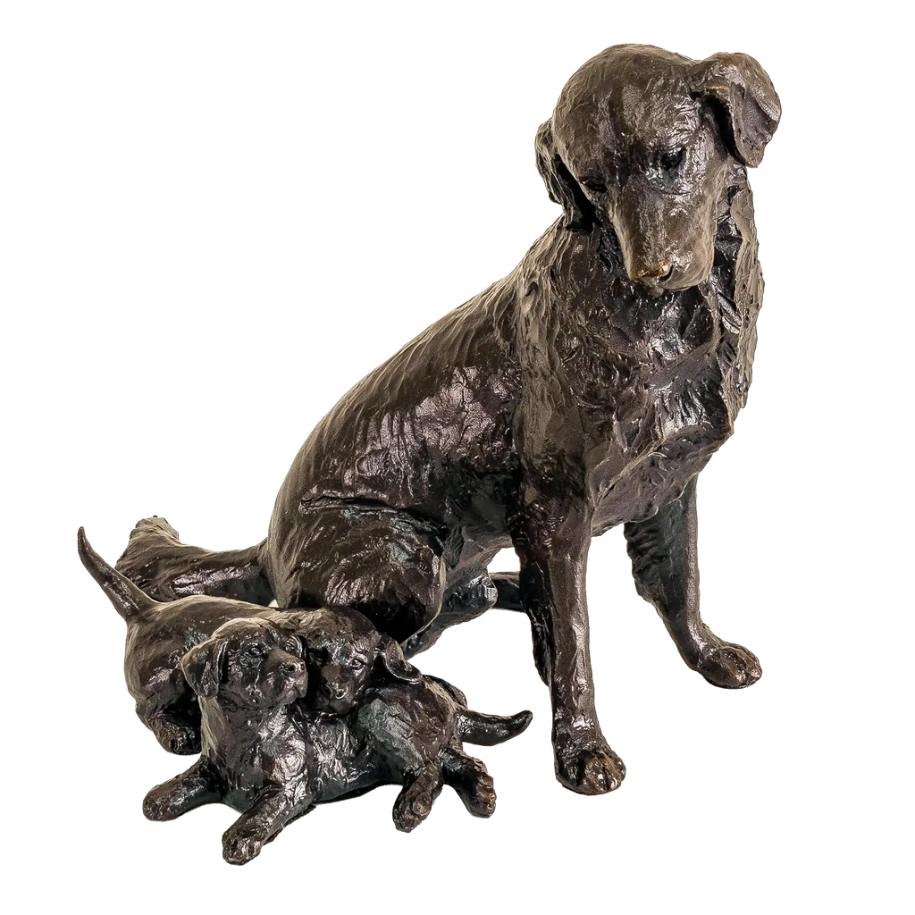 Richard Cooper Limited Edition Bronze Retriever with Puppies Figurine
