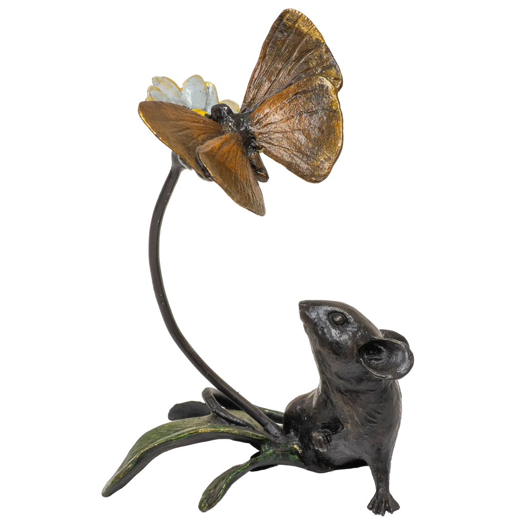 Richard Cooper Bronze Mice Collection Mouse & Butterfly Figurine