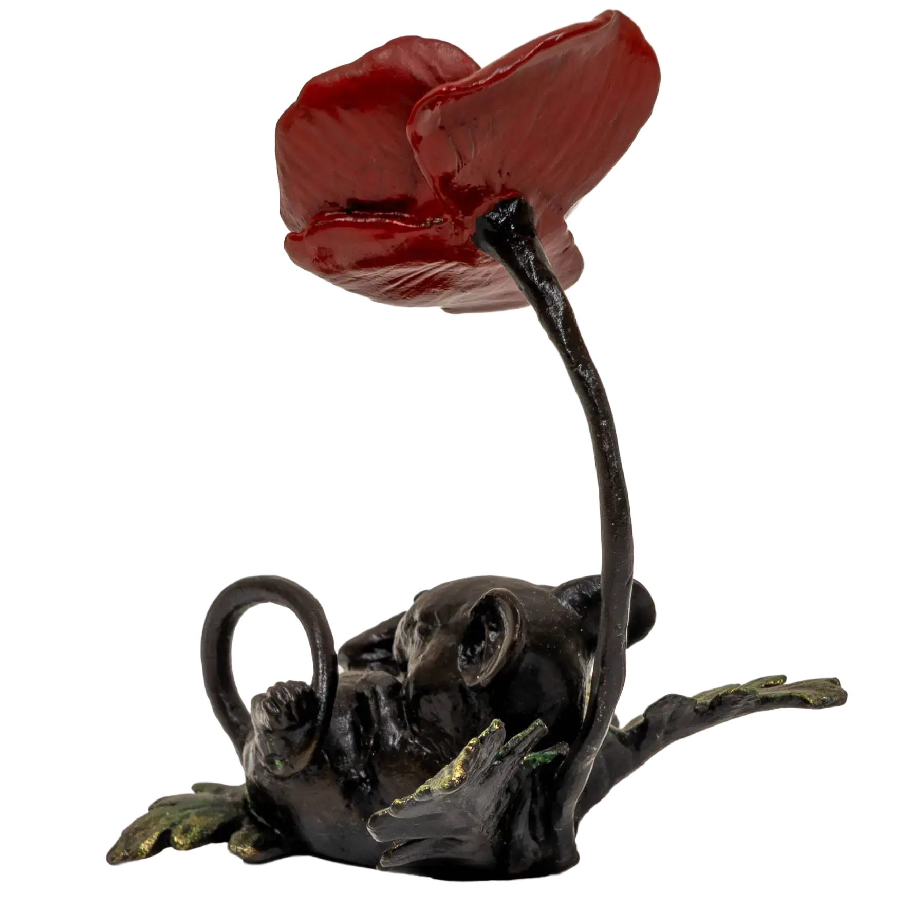 Richard Cooper Bronze Mice Collection Mouse Asleep with Poppy Figurine