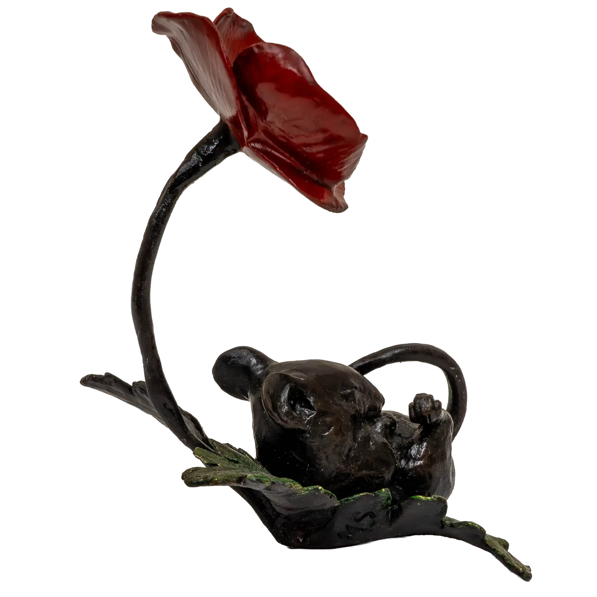 Richard Cooper Bronze Mice Collection Mouse Asleep with Poppy Figurine