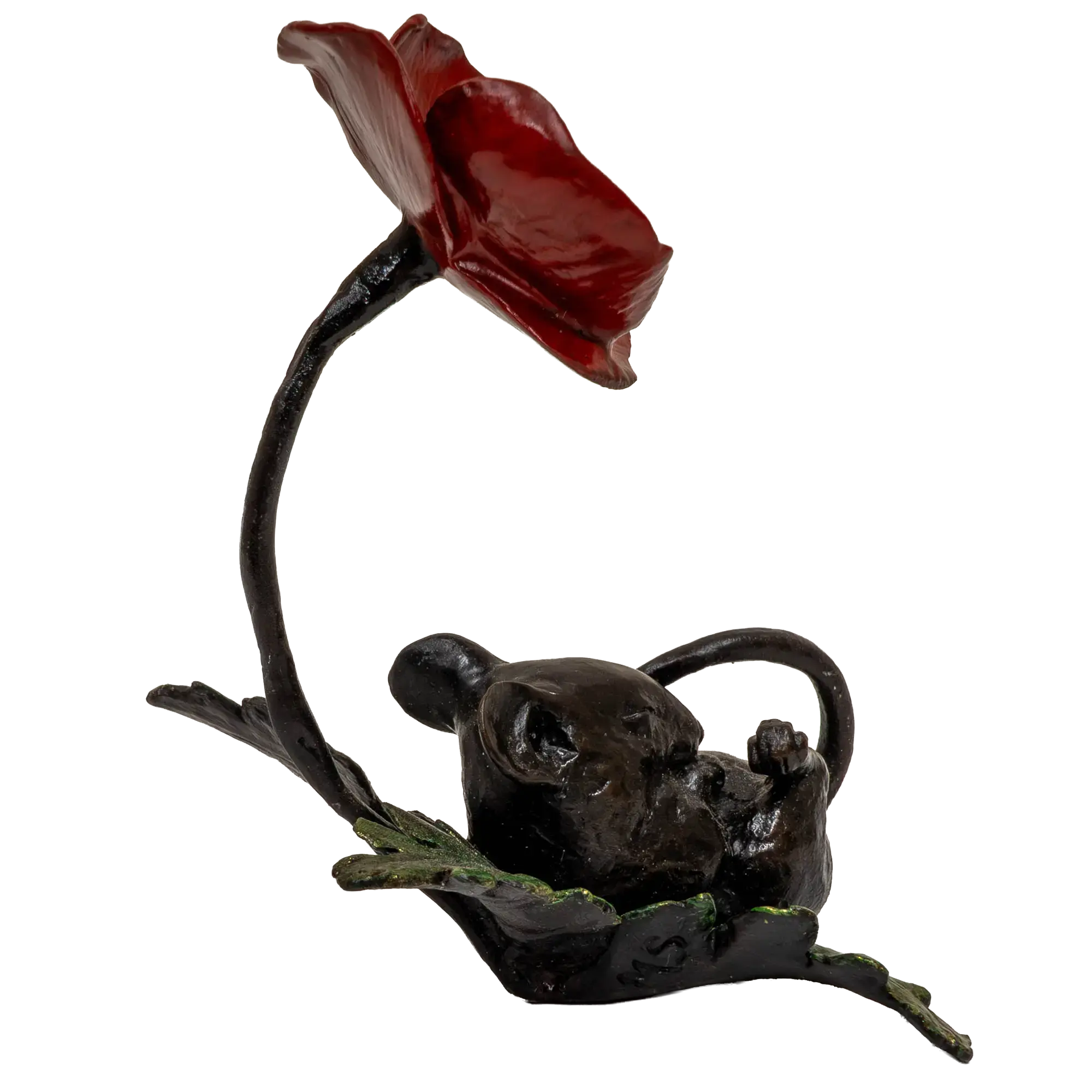 Richard Cooper Bronze Mice Collection Mouse Asleep with Poppy Figurine