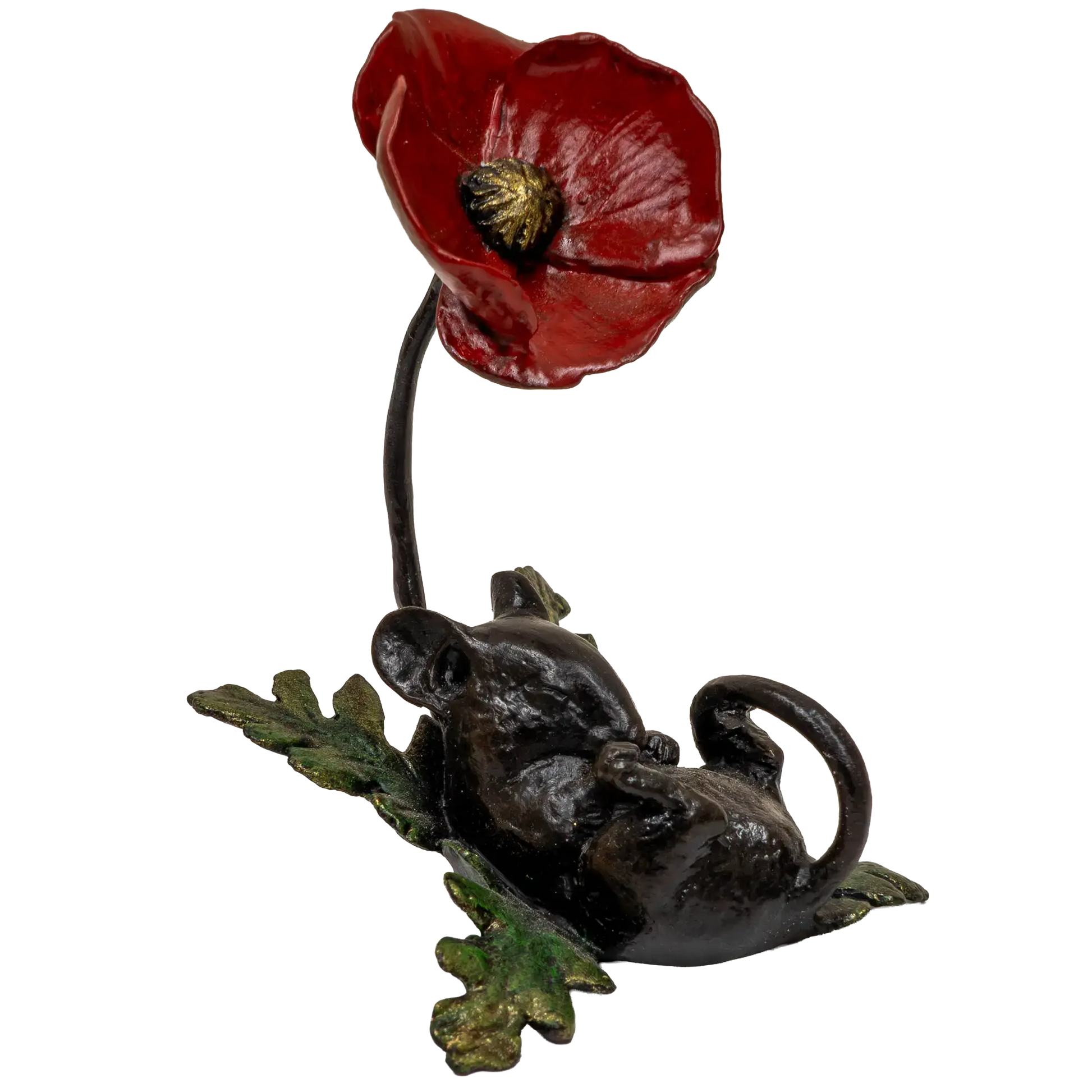 Richard Cooper Bronze Mice Collection Mouse Asleep with Poppy Figurine