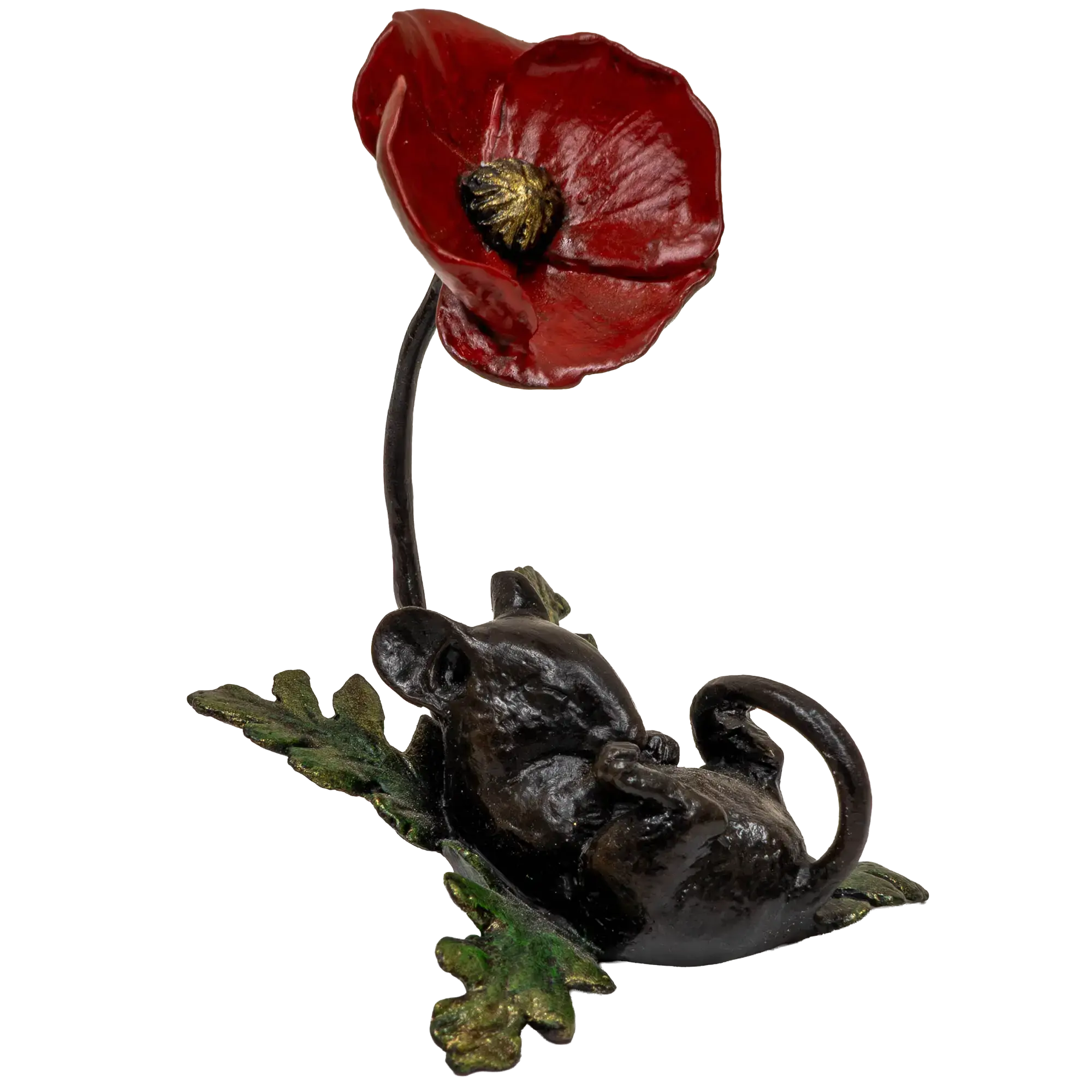 Richard Cooper Bronze Mice Collection Mouse Asleep with Poppy Figurine