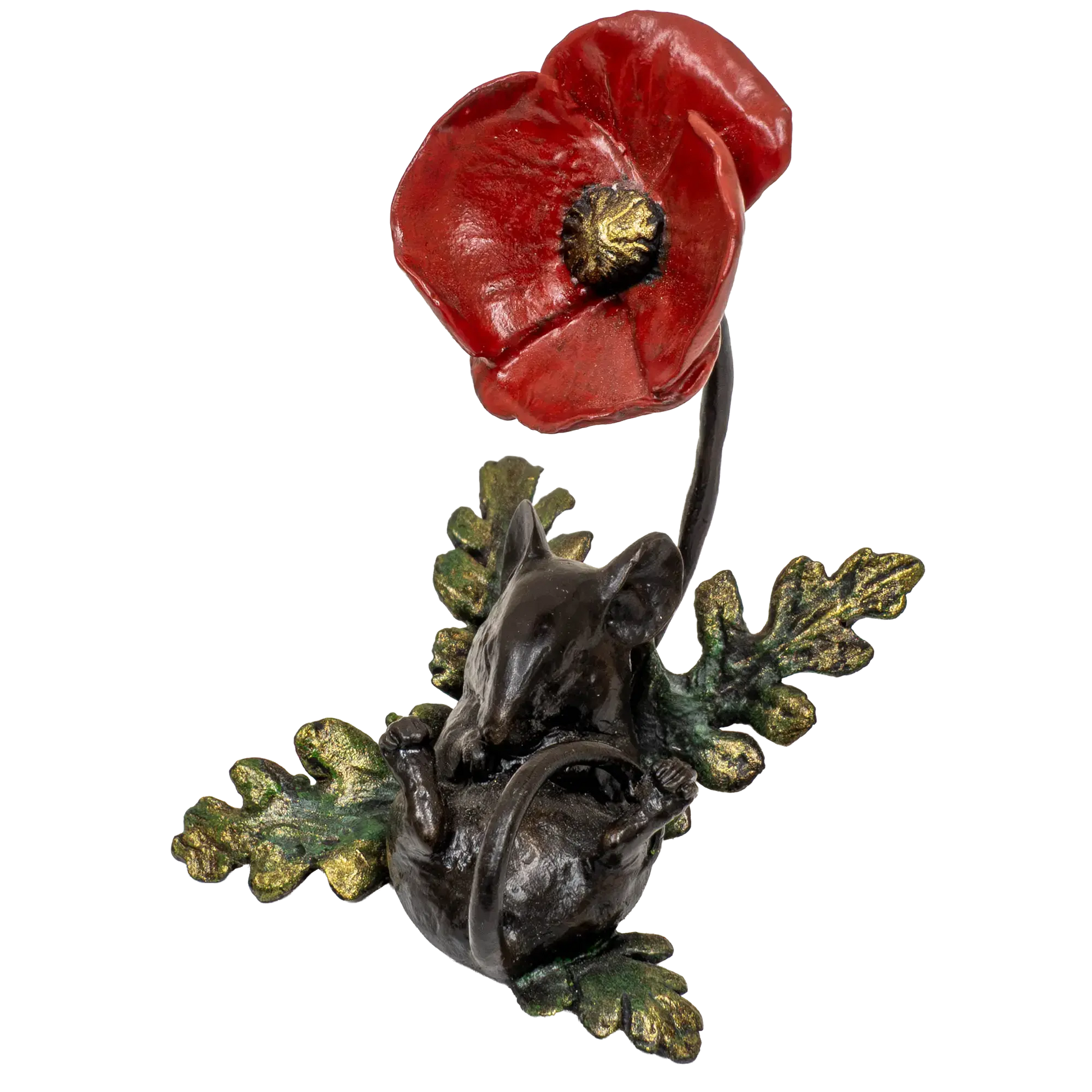 Richard Cooper Bronze Mice Collection Mouse Asleep with Poppy Figurine
