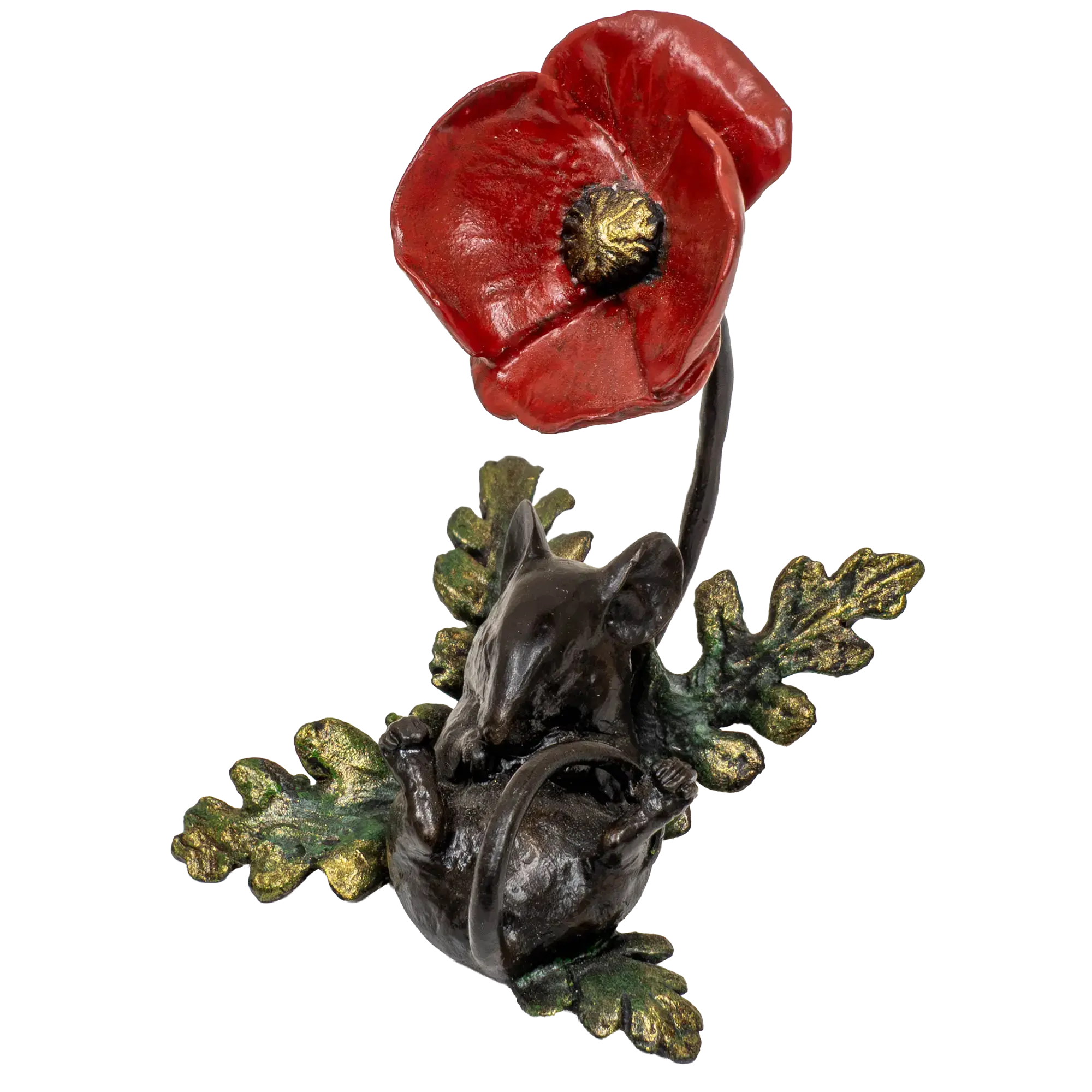 Richard Cooper Bronze Mice Collection Mouse Asleep with Poppy Figurine