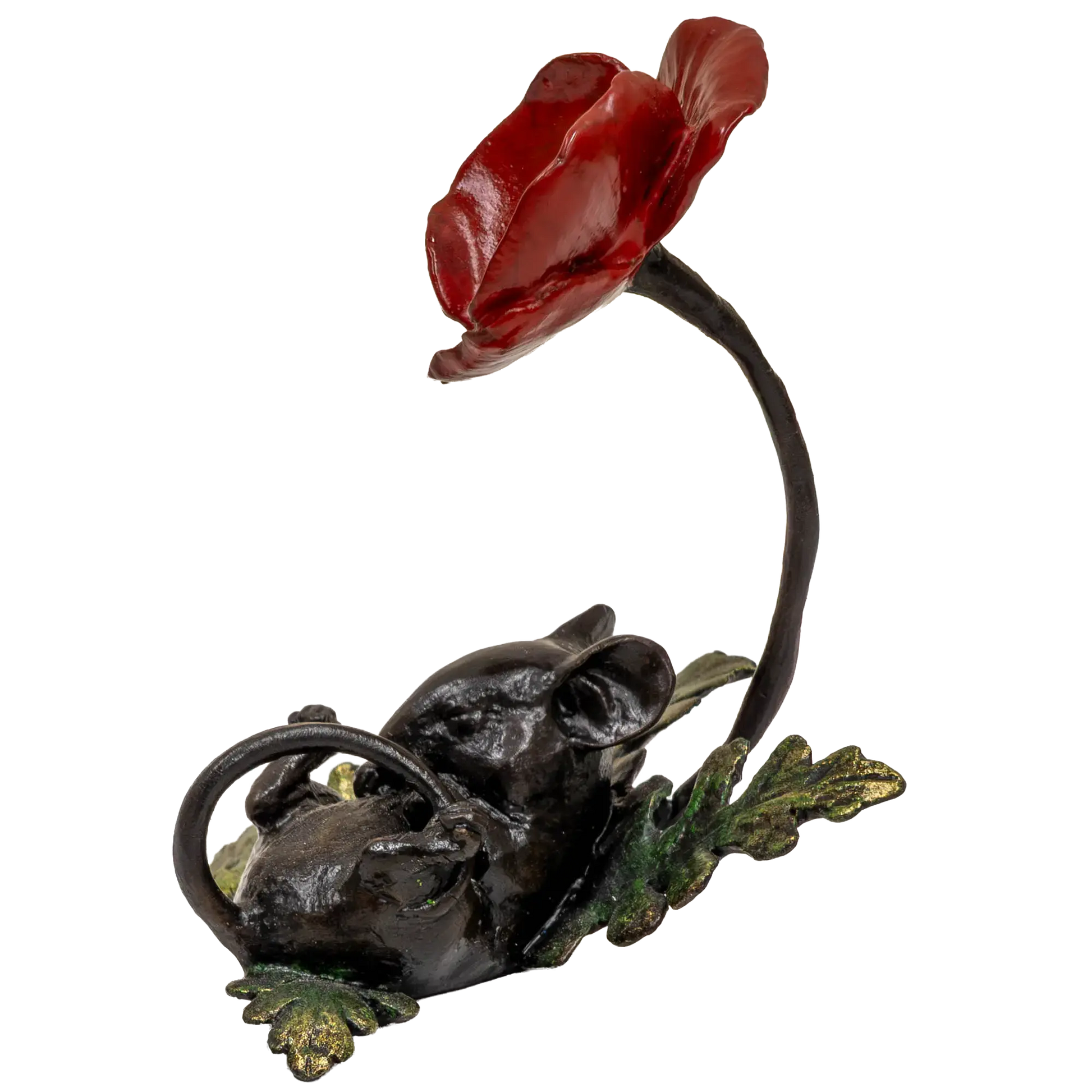 Richard Cooper Bronze Mice Collection Mouse Asleep with Poppy Figurine