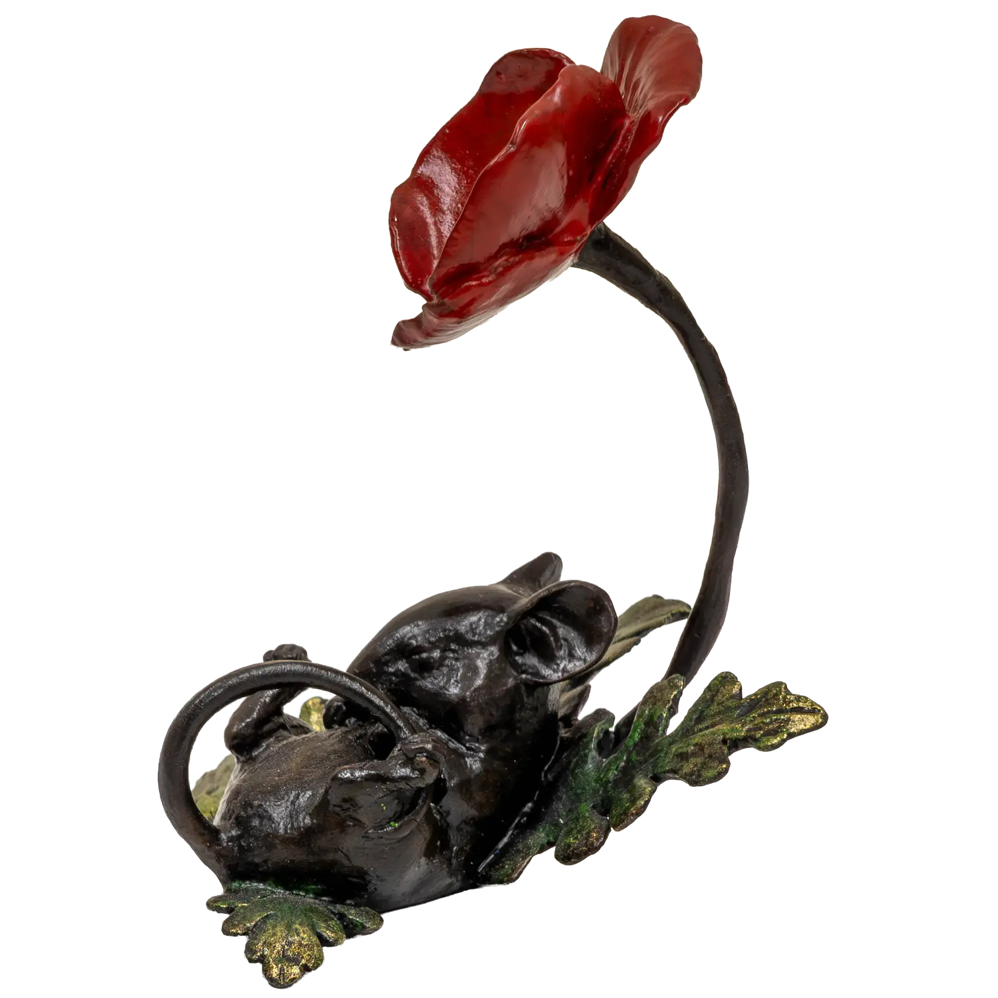 Richard Cooper Bronze Mice Collection Mouse Asleep with Poppy Figurine