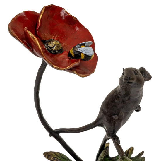 Richard Cooper Bronze Mice Collection Mouse with Honey Bee Figurine