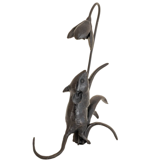 Richard Cooper Bronze Mice Collection Mouse with Snowdrops Figurine