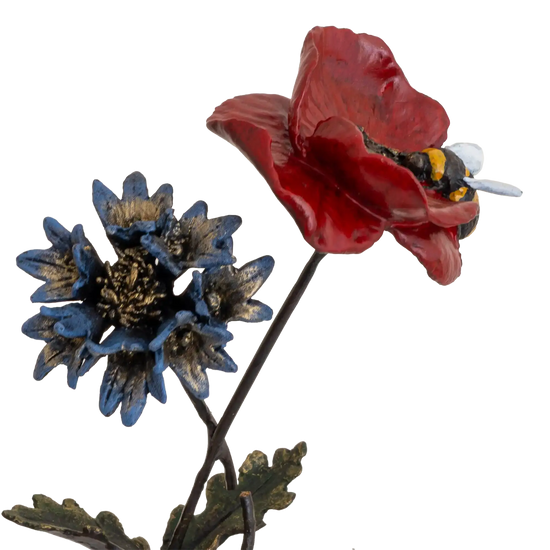 Richard Cooper Bronze Nature Trial Collection Poppy, Cornflower & Bee Figurine