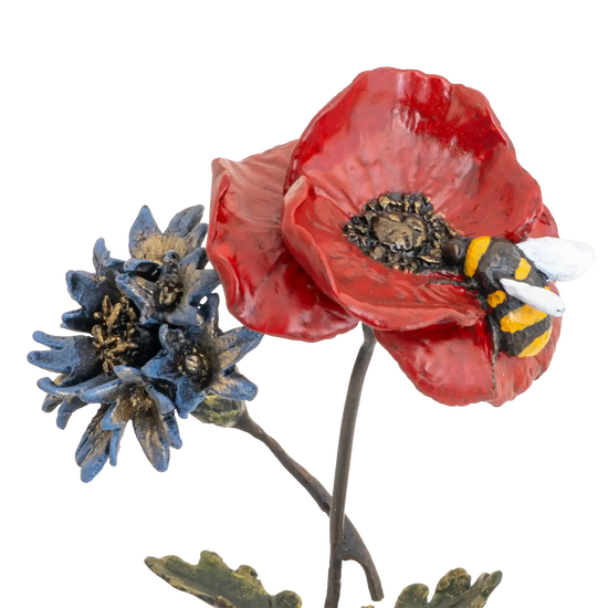 Richard Cooper Bronze Nature Trial Collection Poppy, Cornflower & Bee Figurine