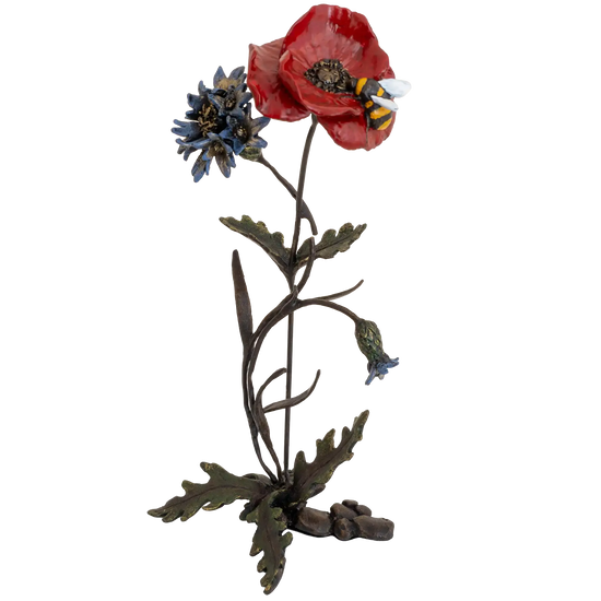 Richard Cooper Bronze Nature Trial Collection Poppy, Cornflower & Bee Figurine