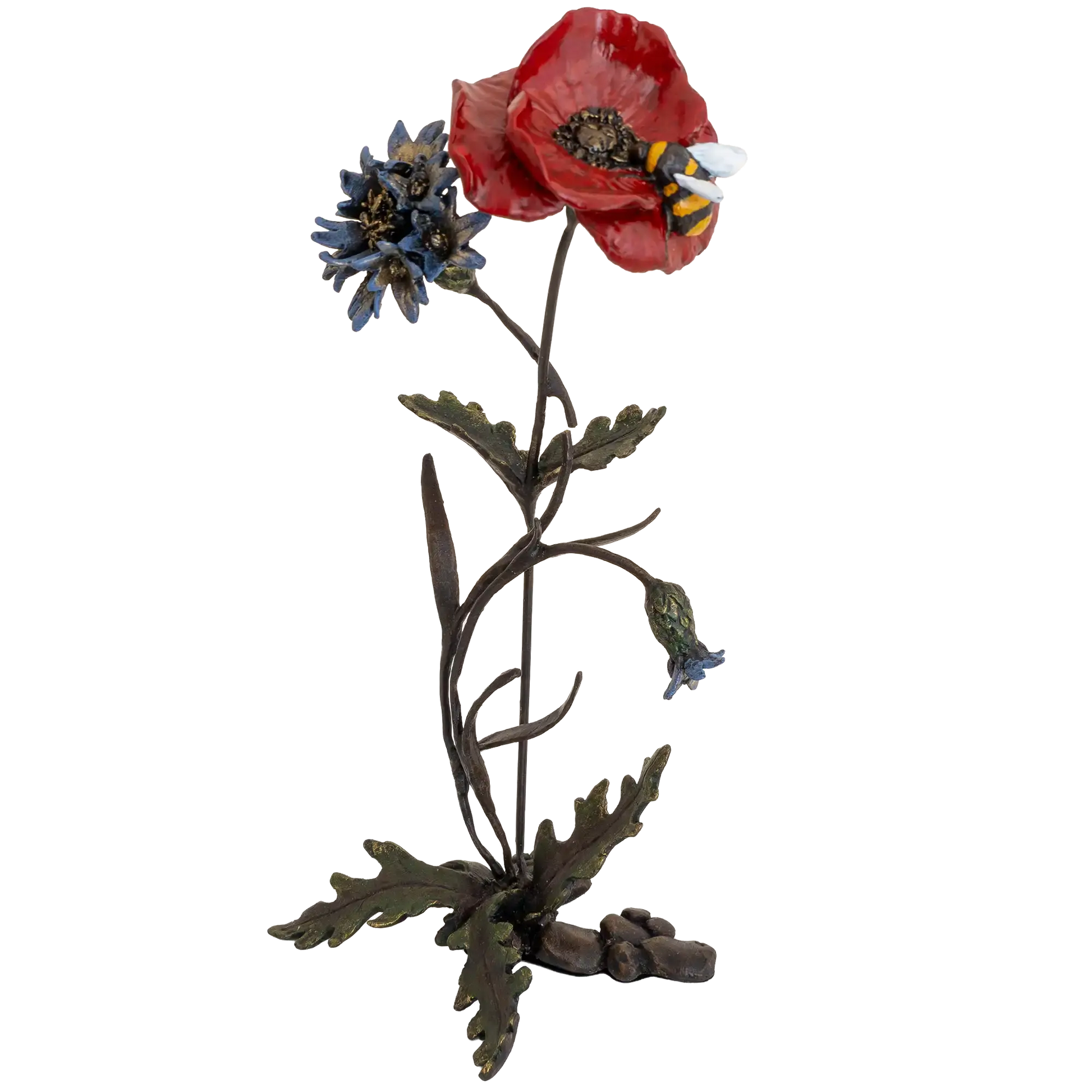 Richard Cooper Bronze Nature Trial Collection Poppy, Cornflower & Bee Figurine