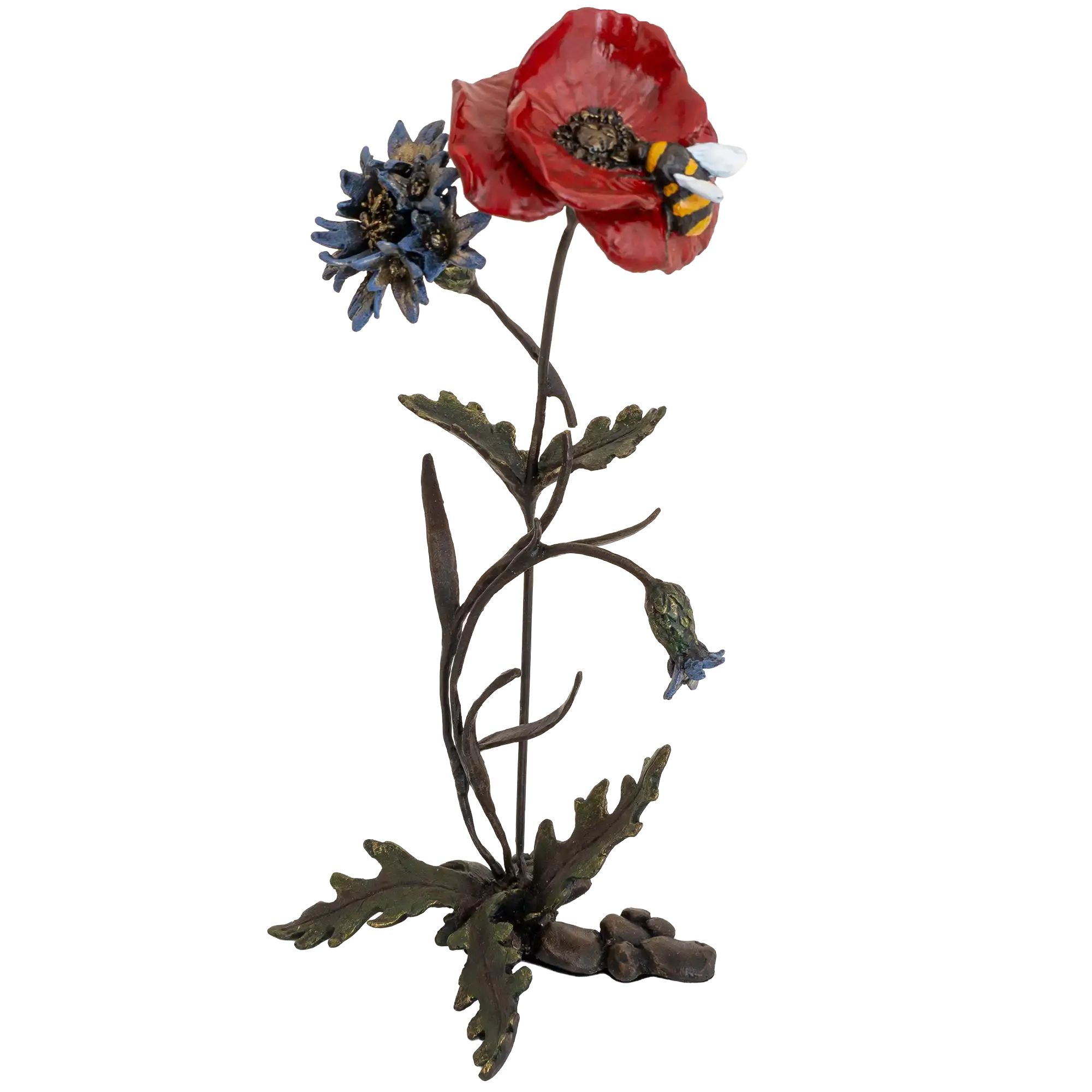 Richard Cooper Bronze Nature Trial Collection Poppy, Cornflower & Bee Figurine