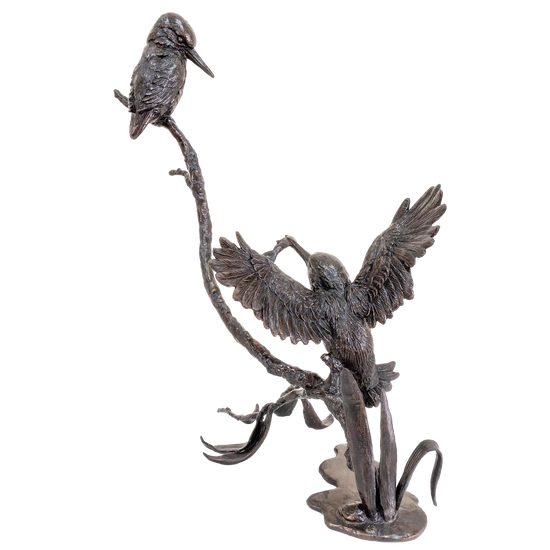 Richard Cooper Bronze Birds Collection Prized Catch-Kingfisher Pair Figurine