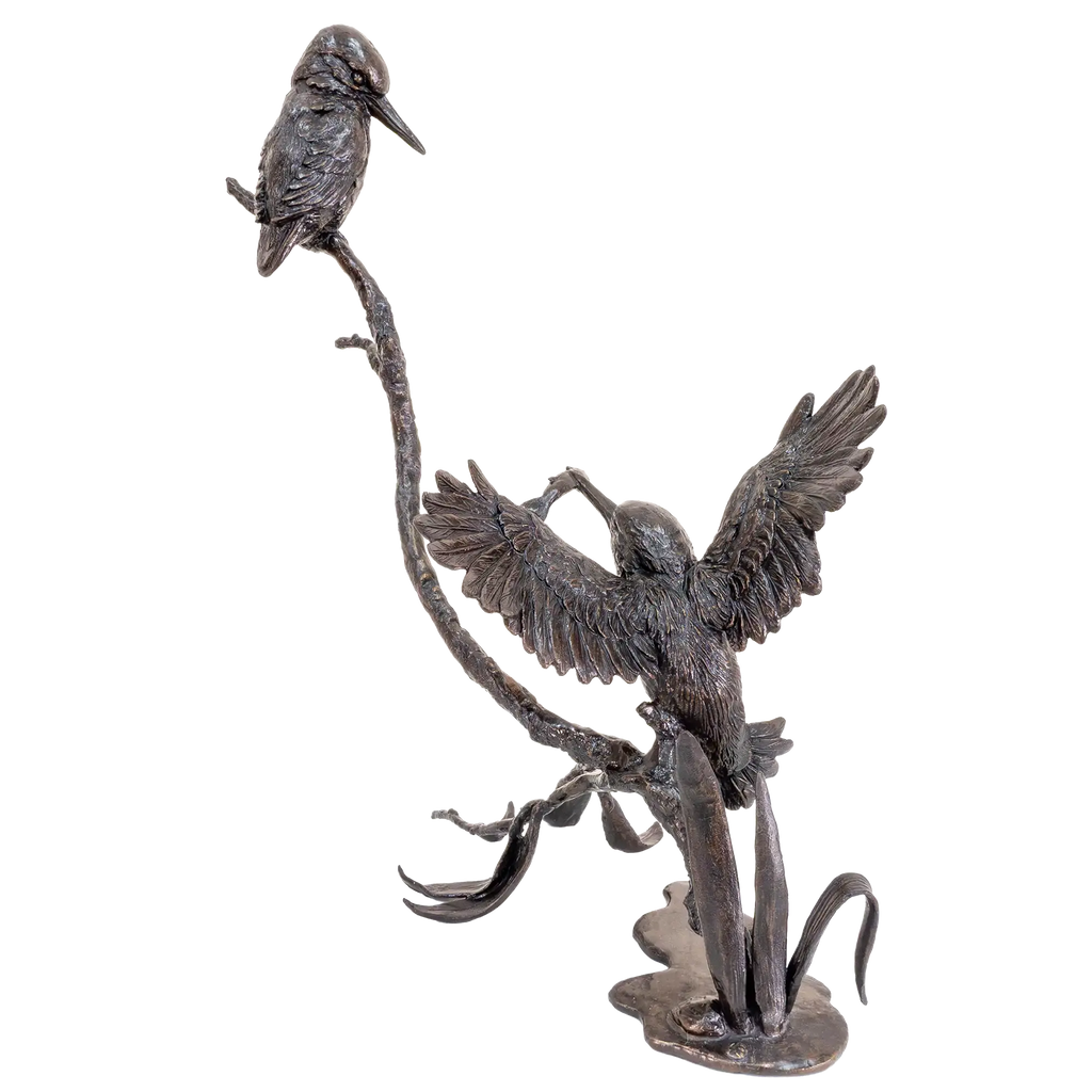 Richard Cooper Bronze Birds Collection Prized Catch-Kingfisher Pair Figurine