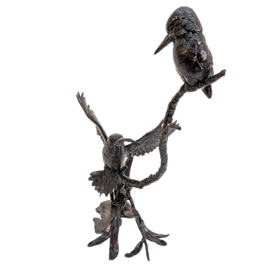 Richard Cooper Bronze Birds Collection Prized Catch-Kingfisher Pair Figurine