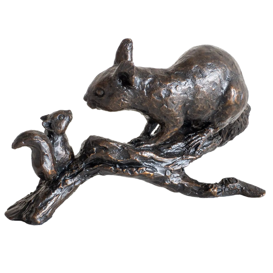 Richard Cooper Bronze Animals Collection Red Squirrel with Baby Figurine