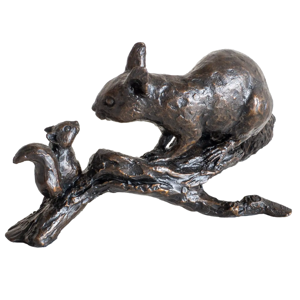 Richard Cooper Bronze Animals Collection Red Squirrel with Baby Figurine
