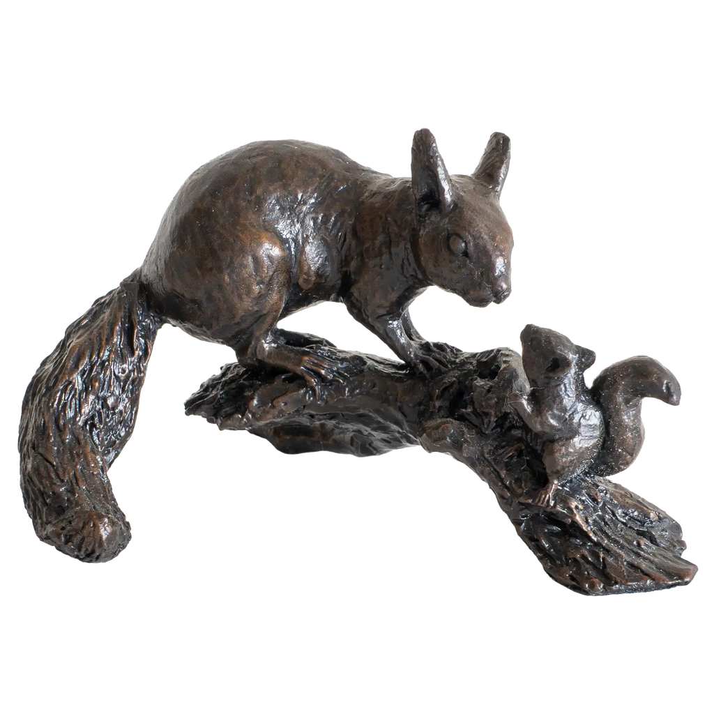 Richard Cooper Bronze Animals Collection Red Squirrel with Baby Figurine