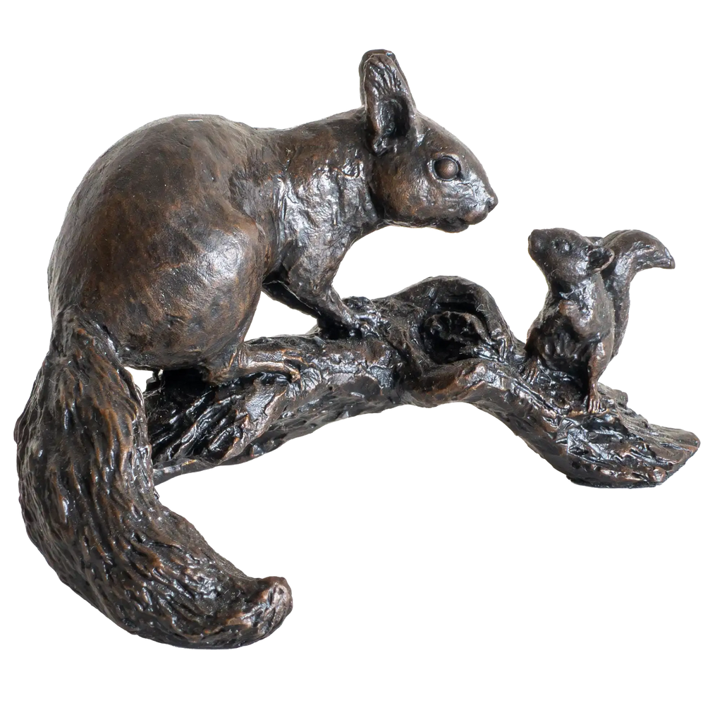 Richard Cooper Bronze Animals Collection Red Squirrel with Baby Figurine